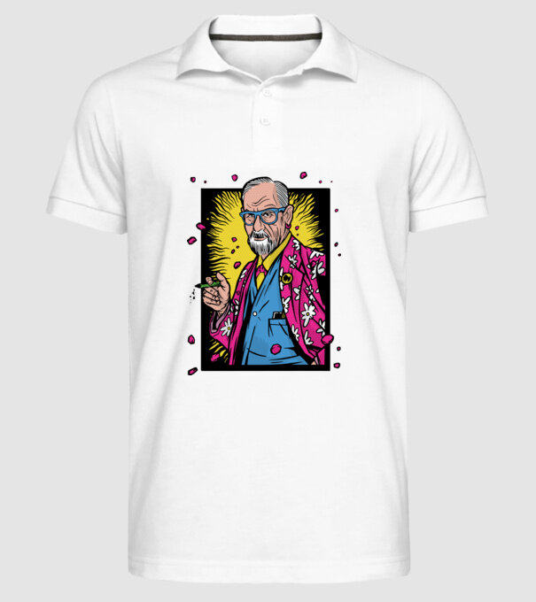 Sigmund Freud Filozófus minta fehér pólón