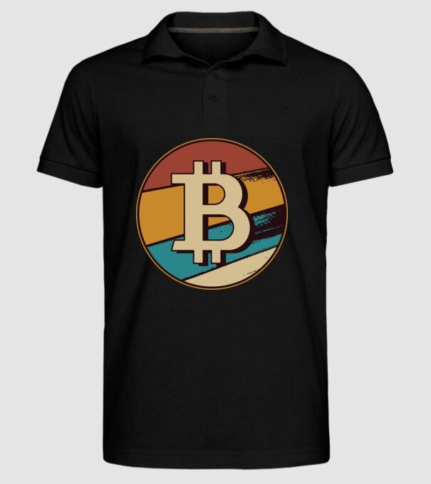 Bitcoin retro minta fekete pólón