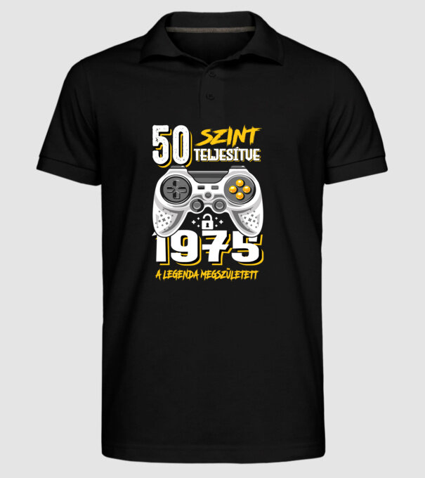 GAMER szint teljesítve 50. 1975 minta fekete pólón