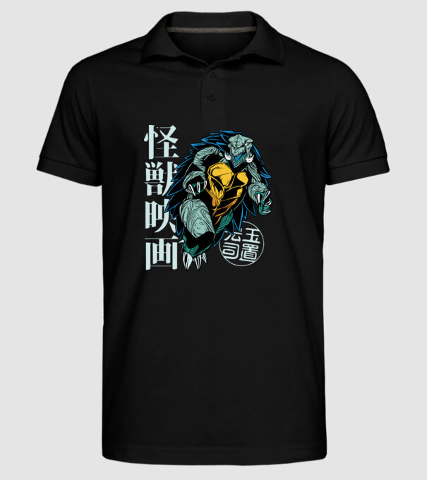 Japán teknős minta fekete pólón