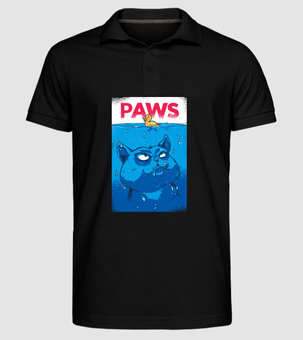 Paws Macska támadásban minta fekete pólón
