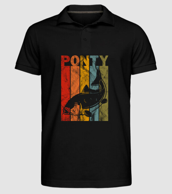 Ponty Retro washed Pecás póló minta fekete pólón