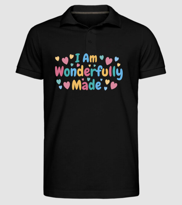 Wonderfully Made Csodálatos Vagyok minta fekete pólón