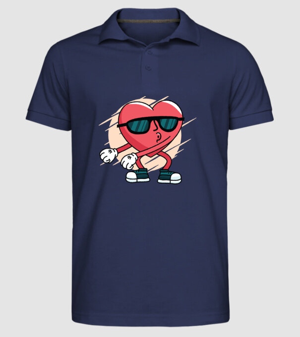 Szív DAB Floss Heart póló minta sötétkék pólón