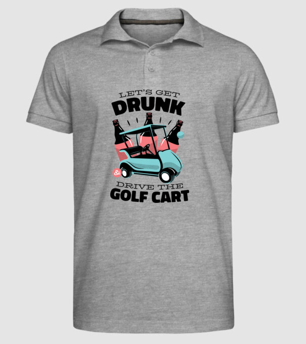 Golf kocsi minta szürke pólón
