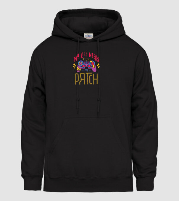 My life needs a patch Gamer minta fekete pólón