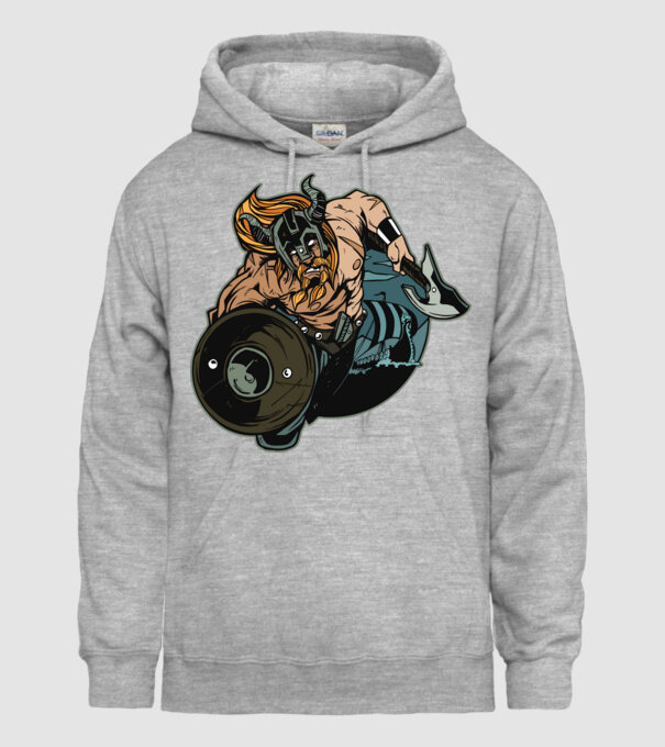 Viking támadás minta szürke pólón