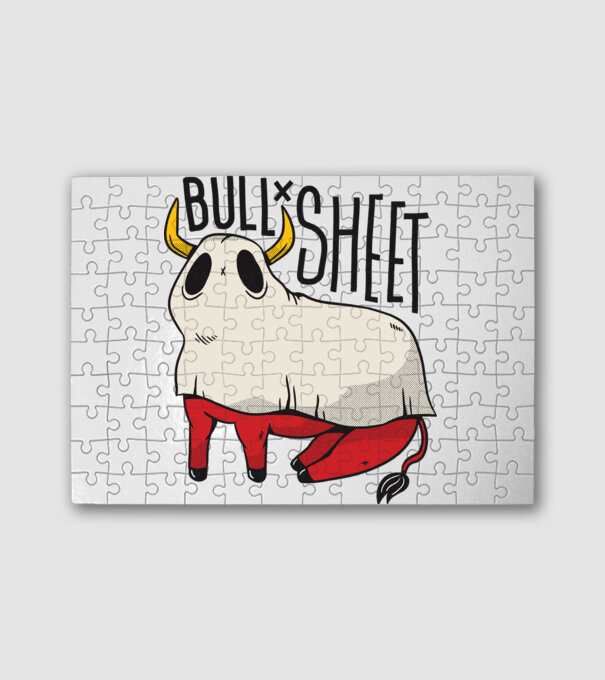 Bull sheet minta fehér pólón