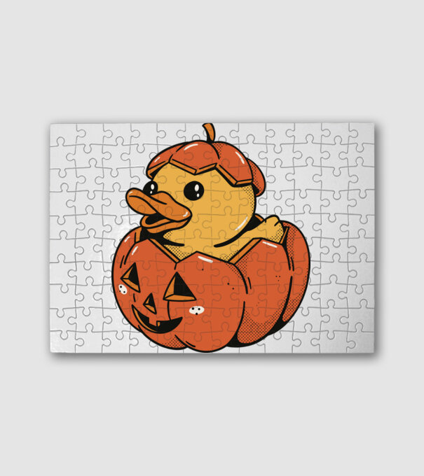 Gumikacsa Pumpkin Halloween minta fehér pólón