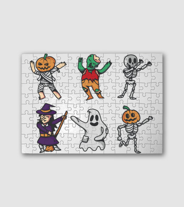 Halloweeni csapat minta fehér pólón
