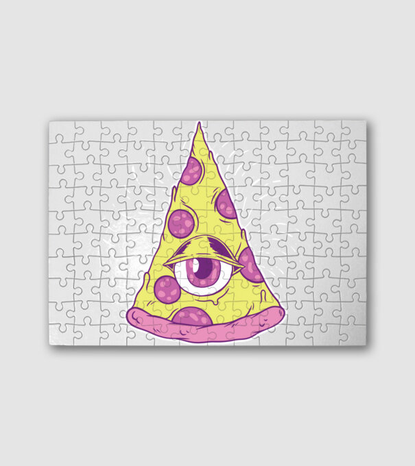 Illuminati Pizza minta fehér pólón