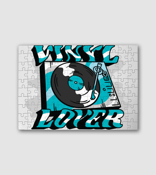 Retro Vinyl Lover minta fehér pólón
