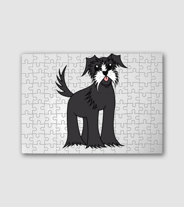 Schnauzer rajz minta fehér pólón