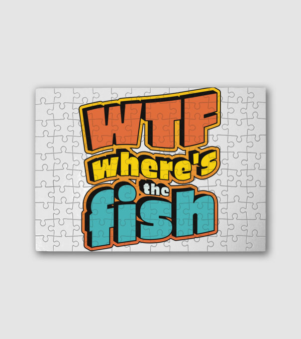 WTF Where's the fish felirat minta fehér pólón