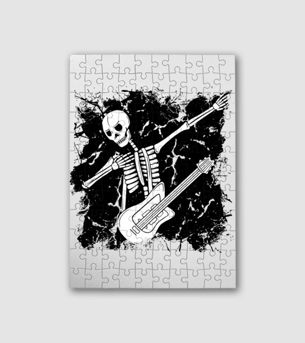 Csontváz gitáros dab minta fehér pólón