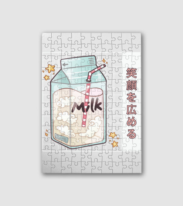 Japán tej minta fehér pólón
