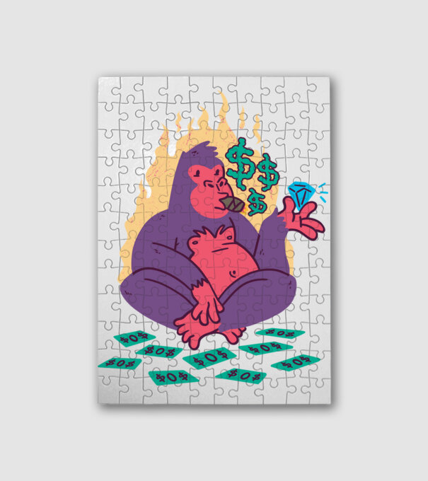 Pipázó Gorilla minta fehér pólón