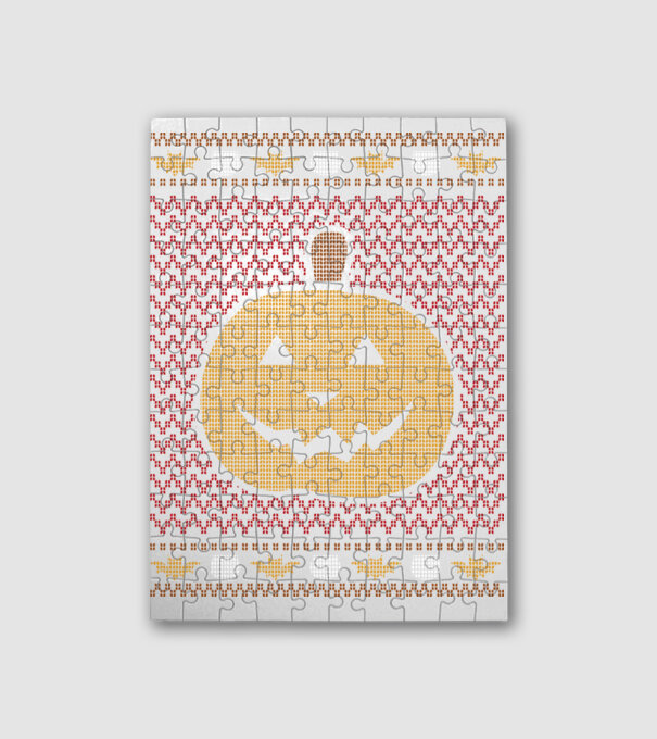 Pumpkin Ugly Sweater Halloween minta fehér pólón