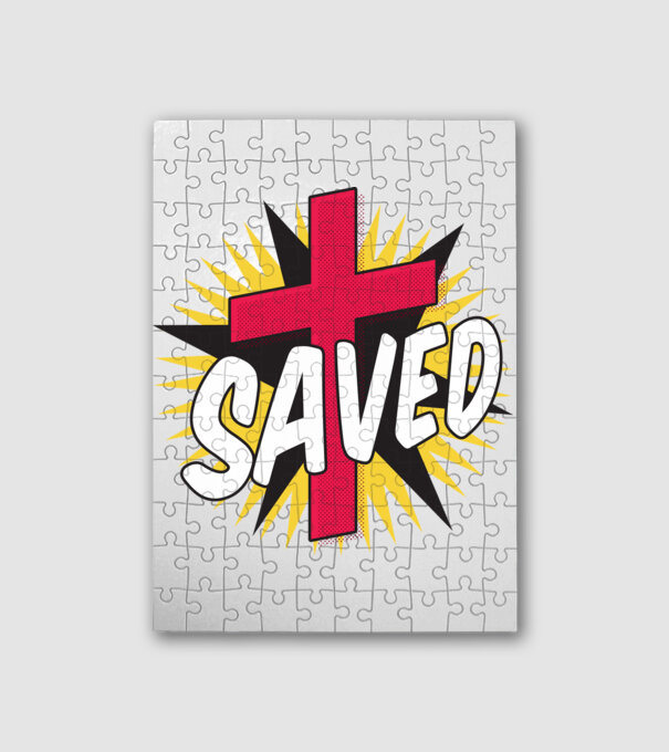 Saved Jézus Kereszt minta fehér pólón