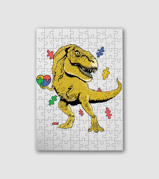 Trex Puzzle szívvel minta fehér pólón
