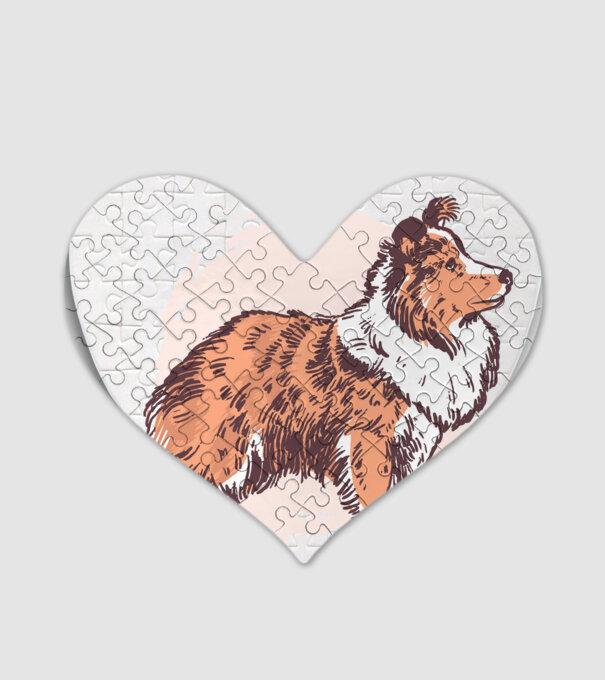 Collie kutya minta fehér pólón
