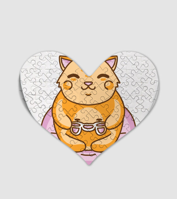 Kawaii Gamer Cica minta fehér pólón