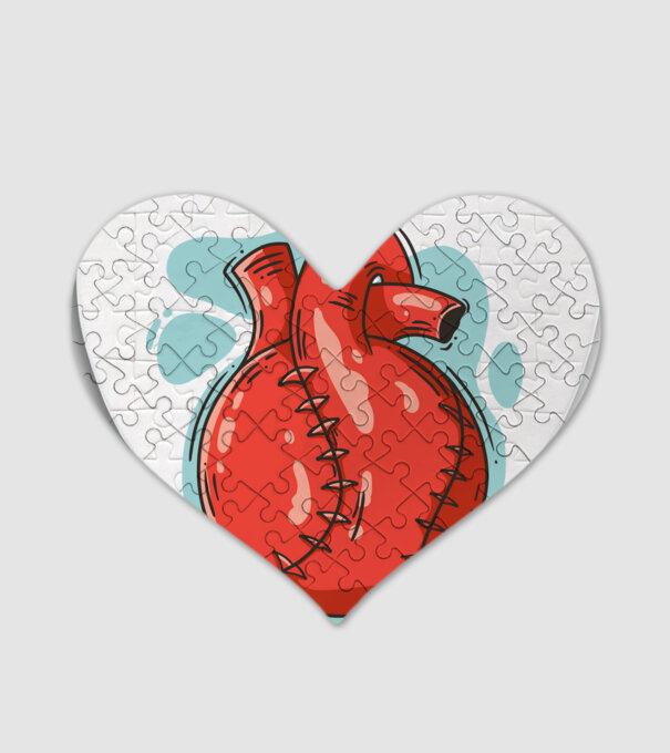 Softball Heart minta fehér pólón