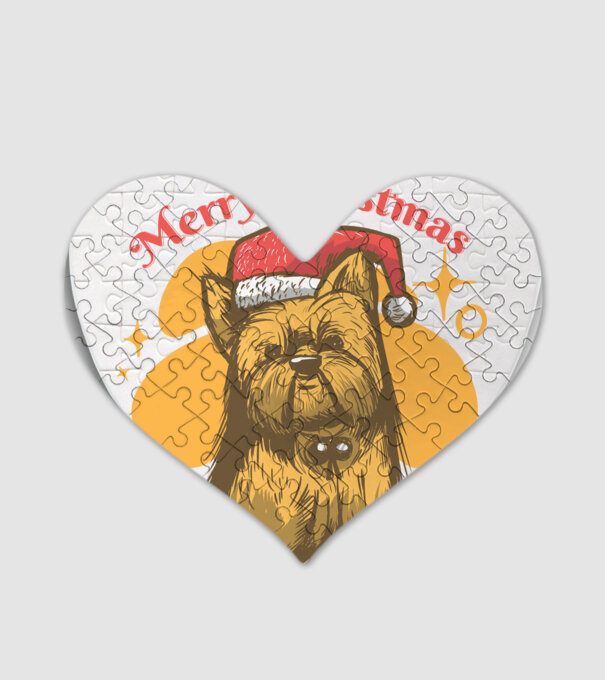Yorkie Karácsony minta fehér pólón