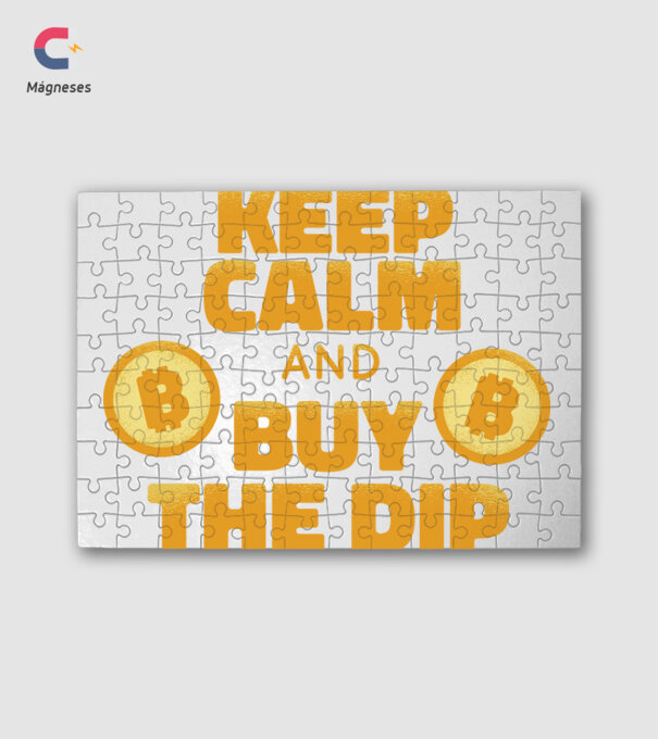 Keep calm and buy the dip Bitcoin minta fehér pólón