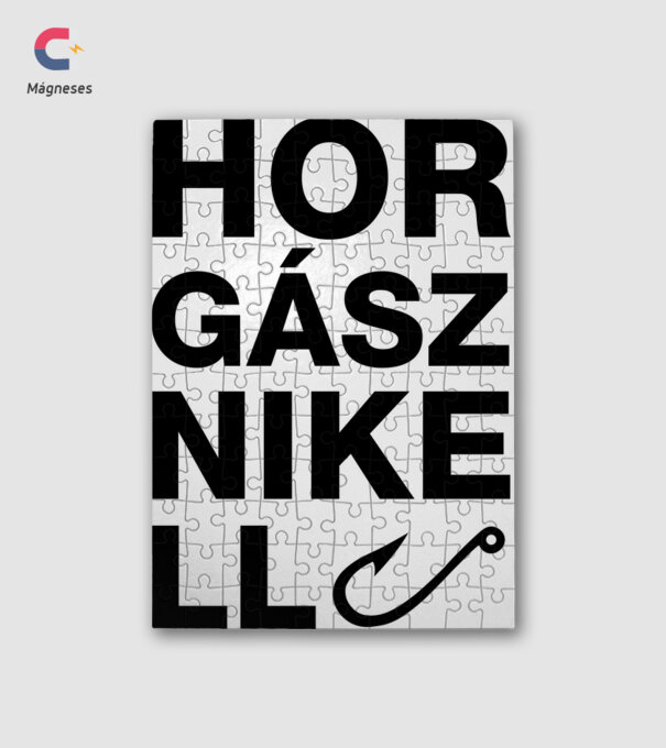 Horgásznikell felirat világos pólóra minta fehér pólón