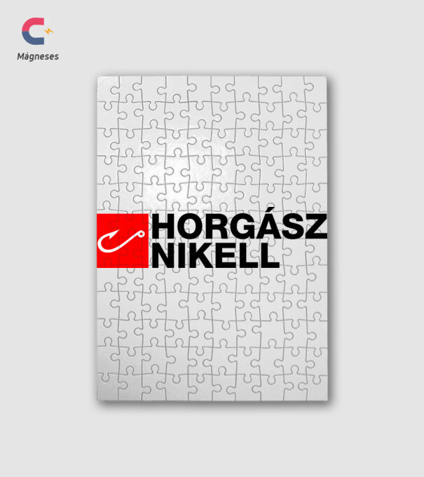 Horgásznikell logo világos pólóra minta fehér pólón