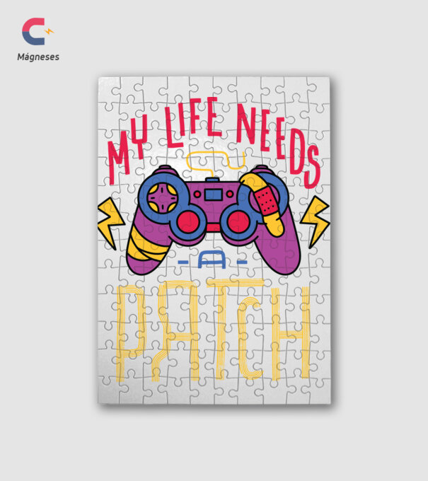 My life needs a patch Gamer minta fehér pólón