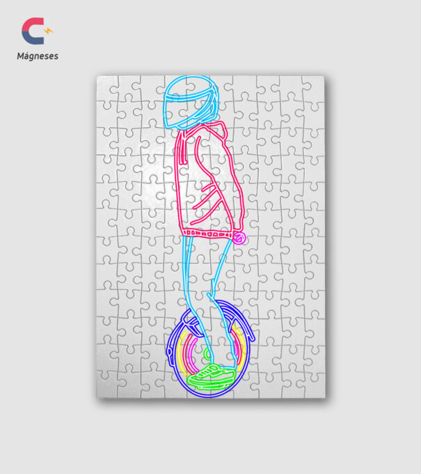 Neon unicycle minta fehér pólón