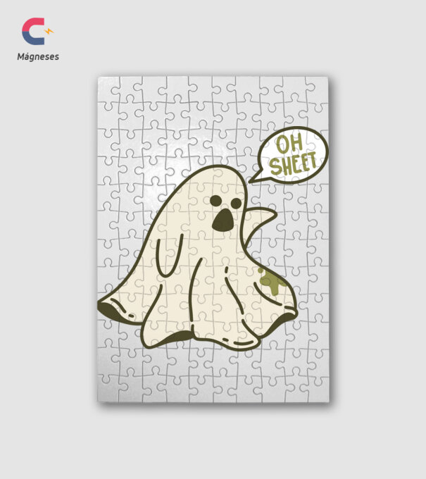 Sheet Ghost minta fehér pólón