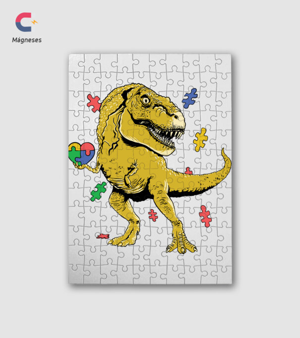 Trex Puzzle szívvel minta fehér pólón