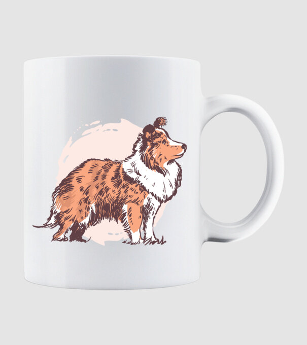 Collie kutya minta fehér pólón