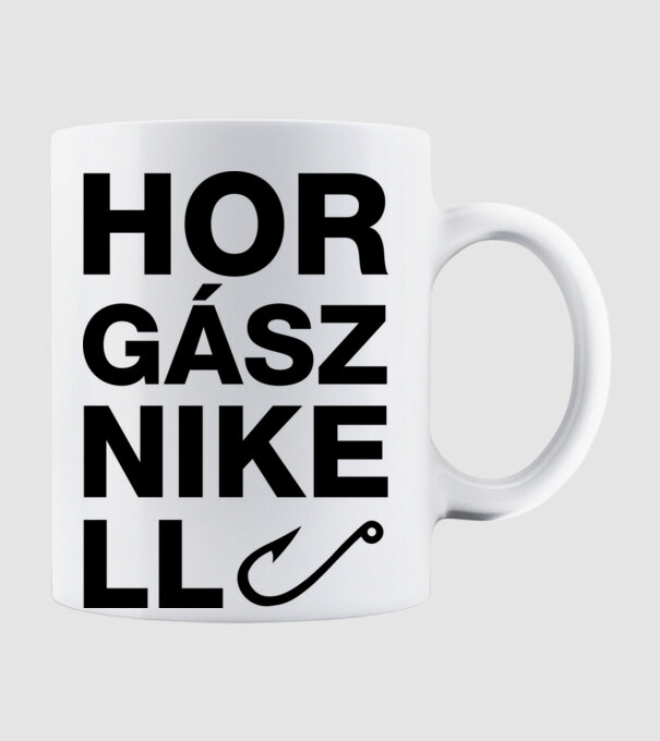 Horgásznikell felirat világos pólóra minta fehér pólón