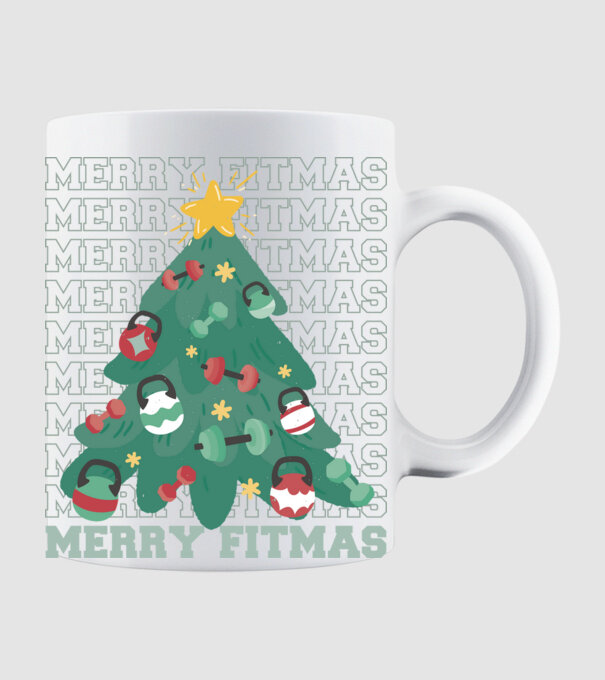 Merry Fitmas Karácsonyfa Fitness minta fehér pólón