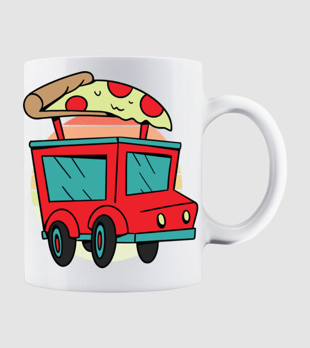 Pizza Truck minta fehér pólón