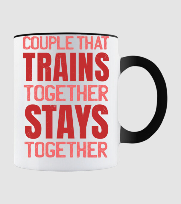 Couple that trains together stays together minta fekete pólón