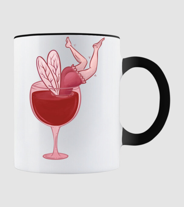 FairyWineGlass minta fekete pólón
