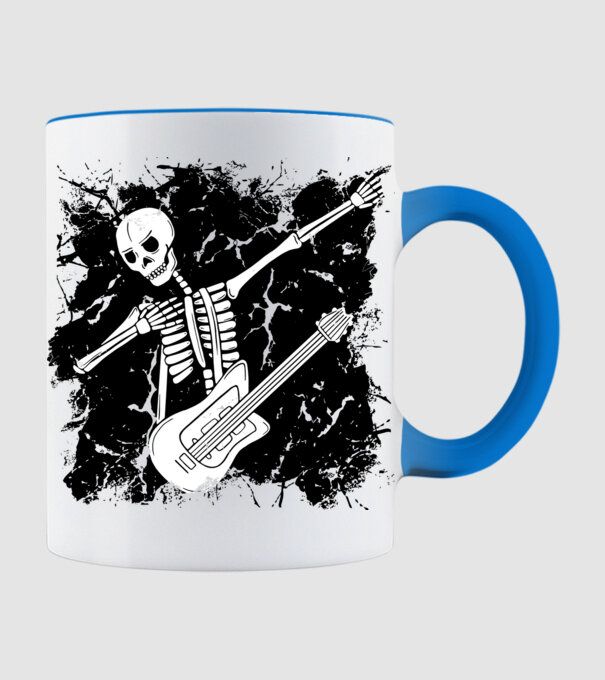 Csontváz gitáros dab minta világoskék pólón
