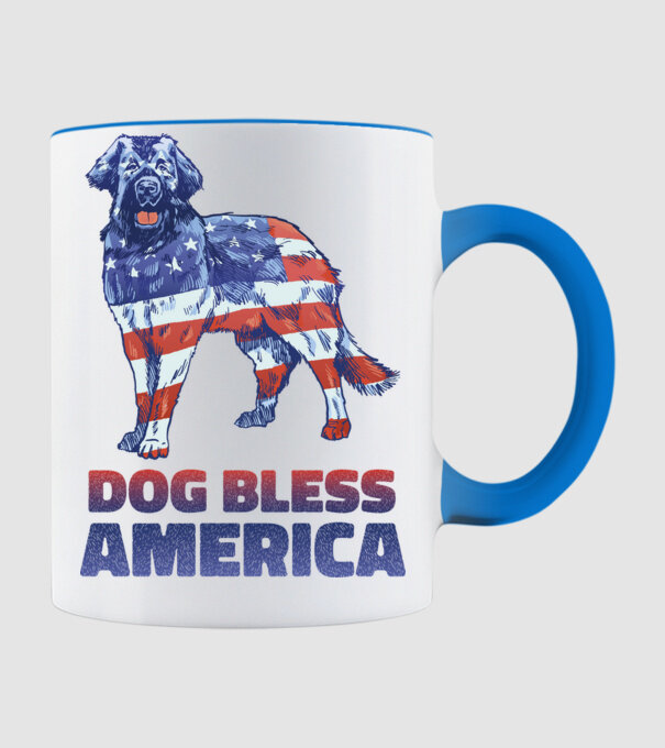 Dog Bless America minta világoskék pólón