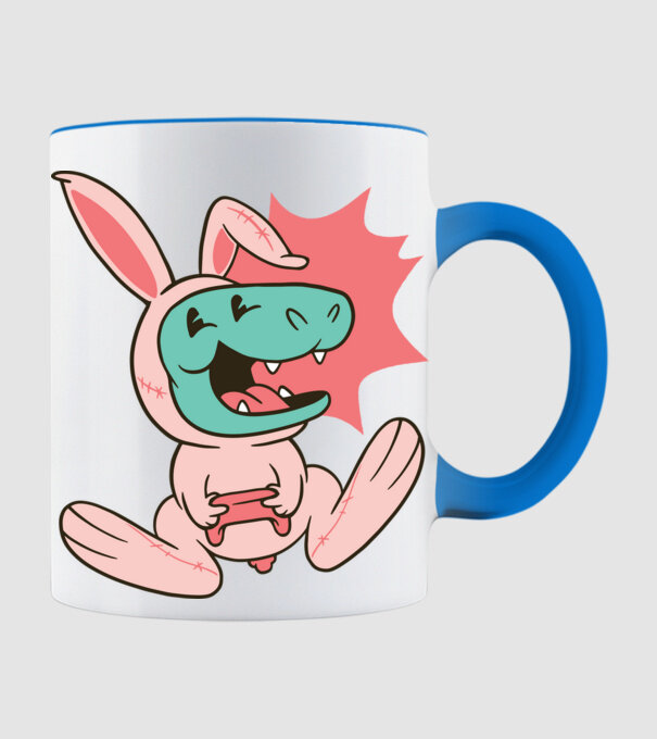 Gamer jelmezes dínó minta világoskék pólón