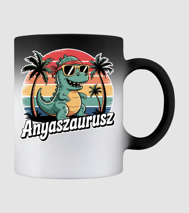 Anyaszaurusz minta fekete pólón