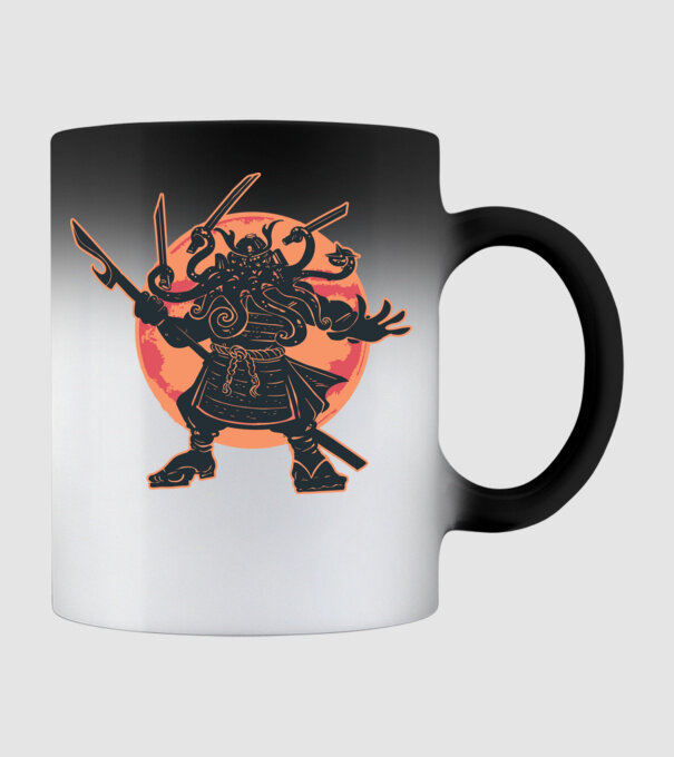 Cthulu samurai minta fekete pólón