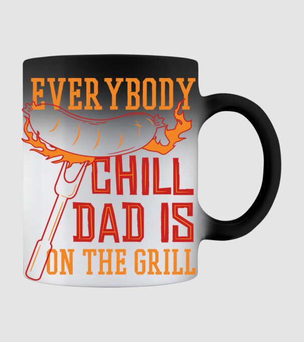 Everybody Chill Dad is on the Grill - Mindenki nyugodjon meg, Apa van a Grillnél minta fekete pólón