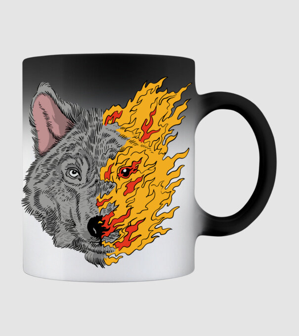 Fire Wolf Farkas minta fekete pólón