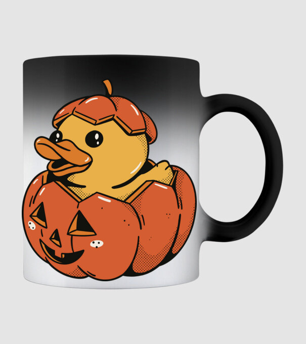 Gumikacsa Pumpkin Halloween minta fekete pólón