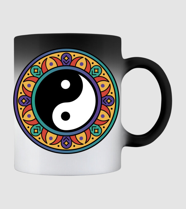 YinYang Mandala minta fekete pólón